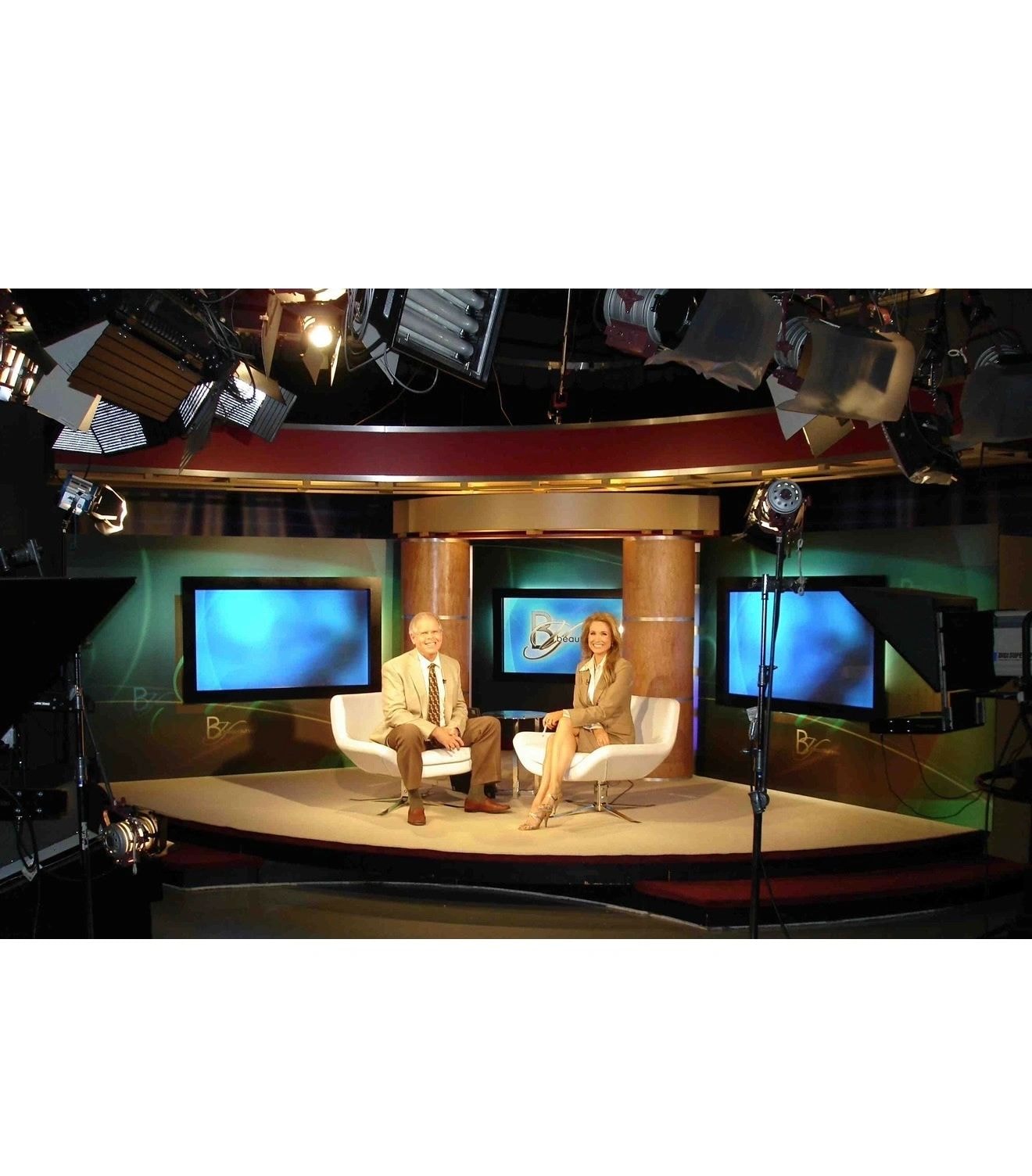 Professional television studio broadcast set